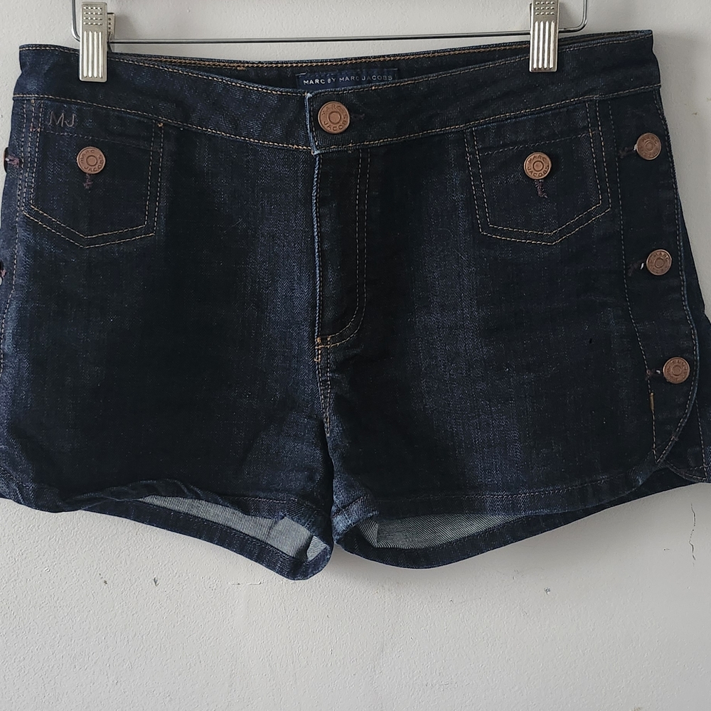Marc by Marc Jacobs Dark Indigo Denim Shortie with Copper Buttons